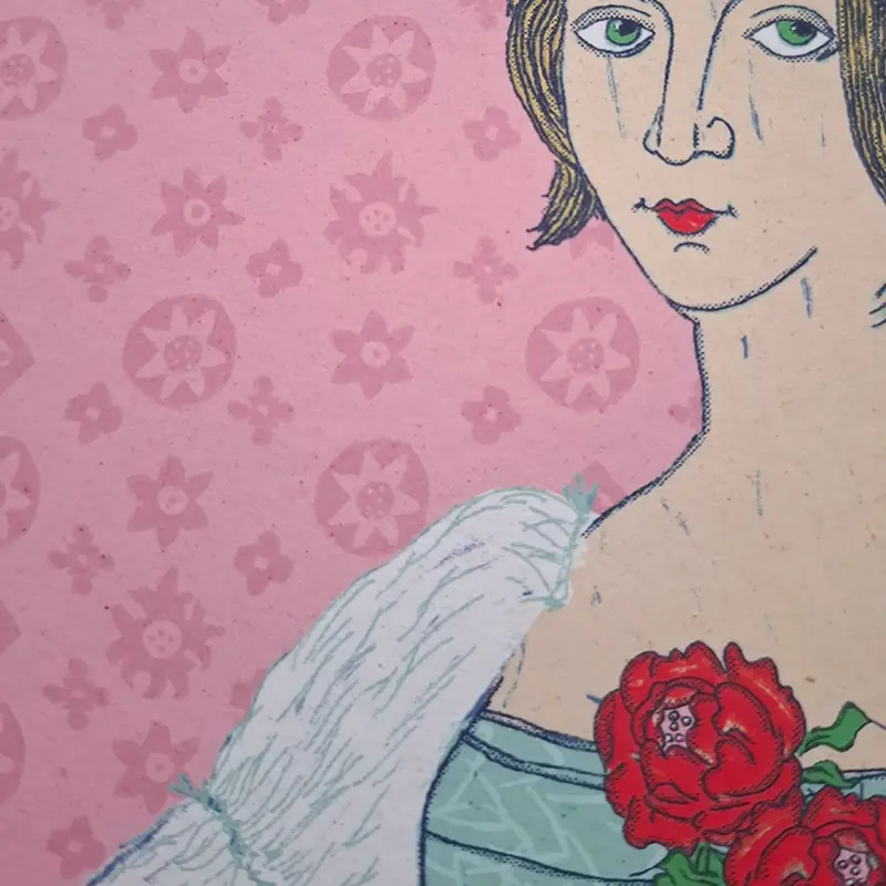 Fine-Art-Druck Frauenportrait mit Plüschmonster – Bild 3